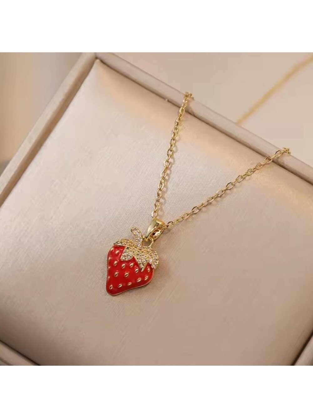 Red Strawberry Gold Necklace